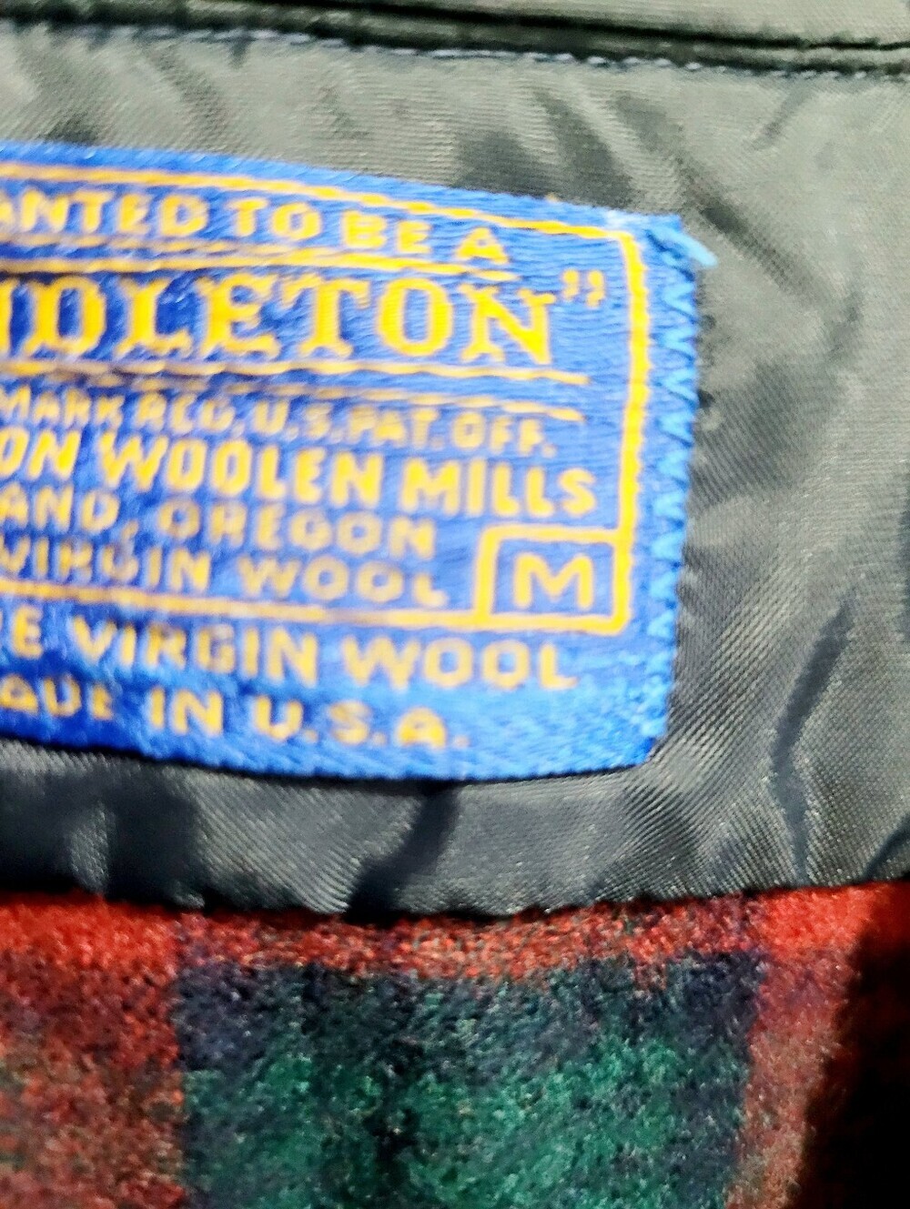 Vintage Pendleton 100% Virgin Wool Board Shirt Red Green Plaid Made In USA Med - Picture 4 of 13
